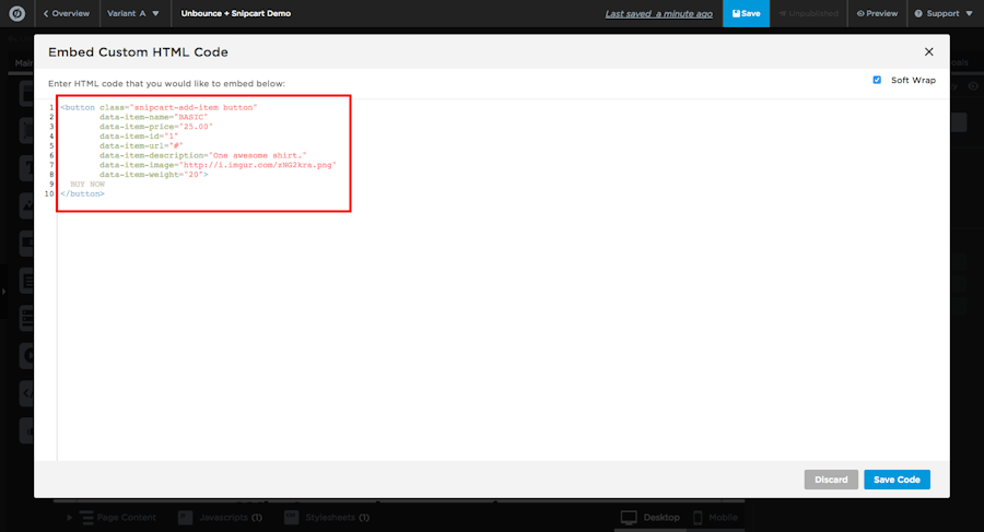 Create An E Commerce Landing Page With Unbounce Snipcart Create An E Commerce Landing Page With Unbounce Snipcart