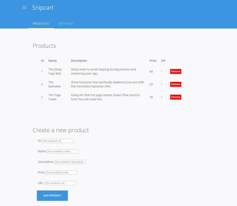 pagekit-demo-products-dashboard