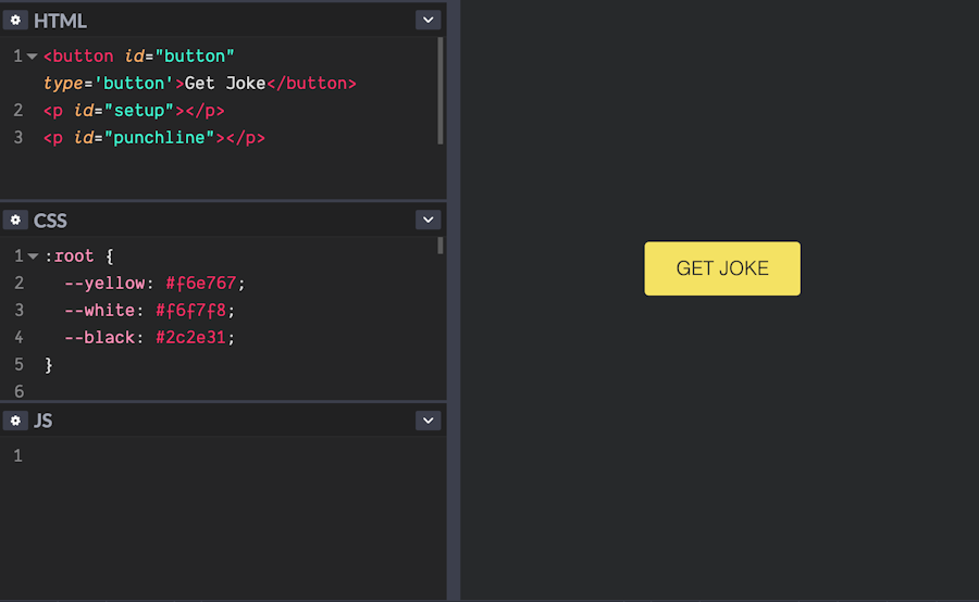 Random Joke CodePen HTML