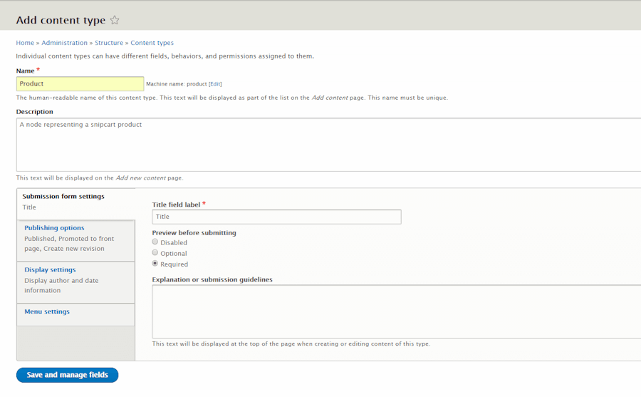 add content type in drupal