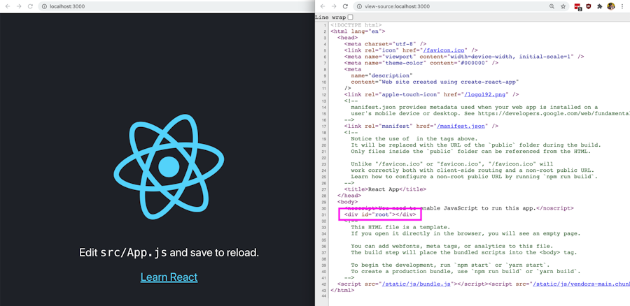 Create React App mount point