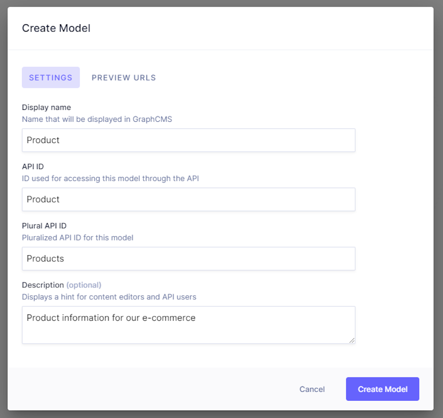 Create model GraphCMS