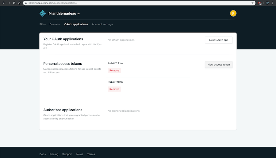 OAuth access tokens in Netlify