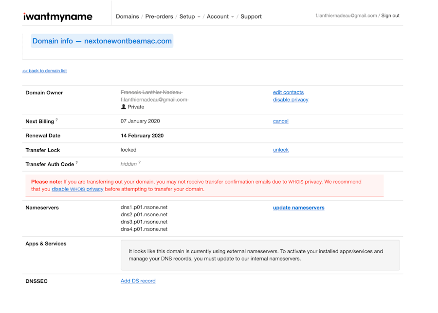 iwantmyname Netlify DNS updates