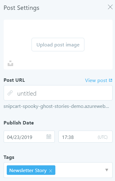 ghost headless cms Post settings