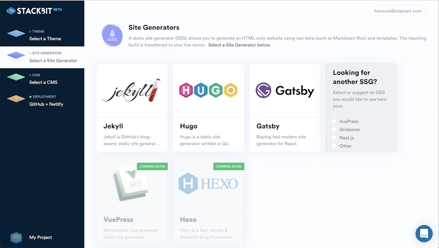 Stackbit Intro: Bundle JAMstack Tools in Minutes - Snipcart