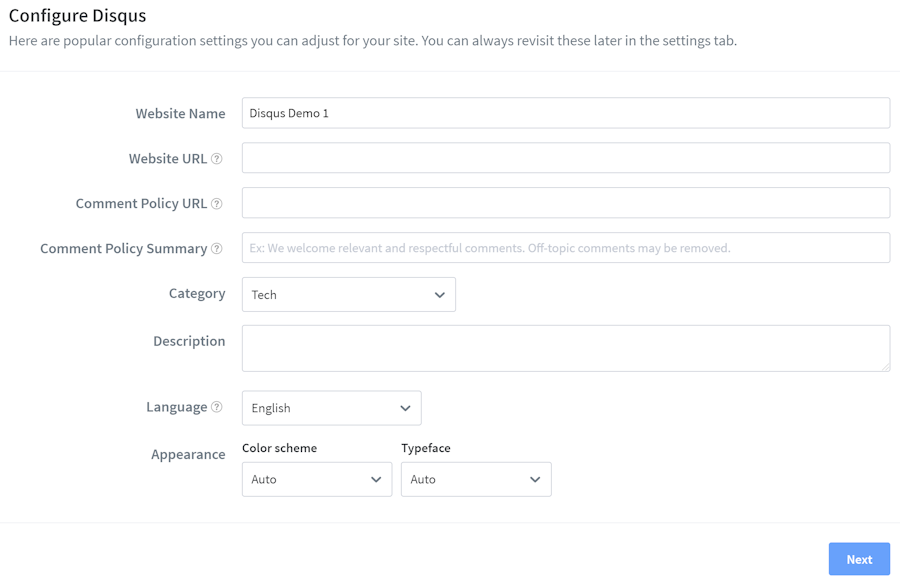 Site configuration