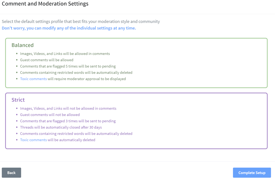 Site moderation options