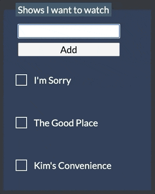 The sample of Shows to Watch app