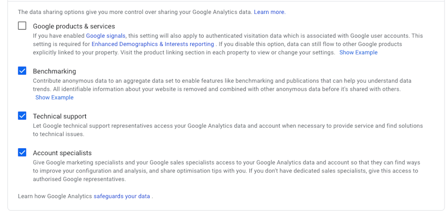 Data sharing information