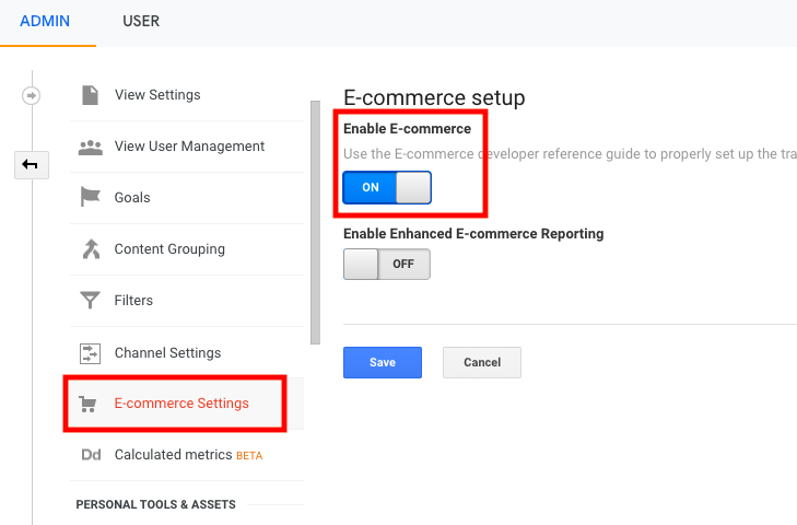 E-commerce settings