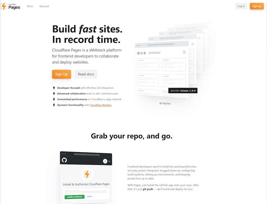 Cloudflare Page's homepage