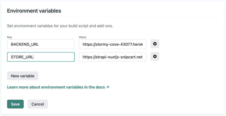 Netlify Environment Settings