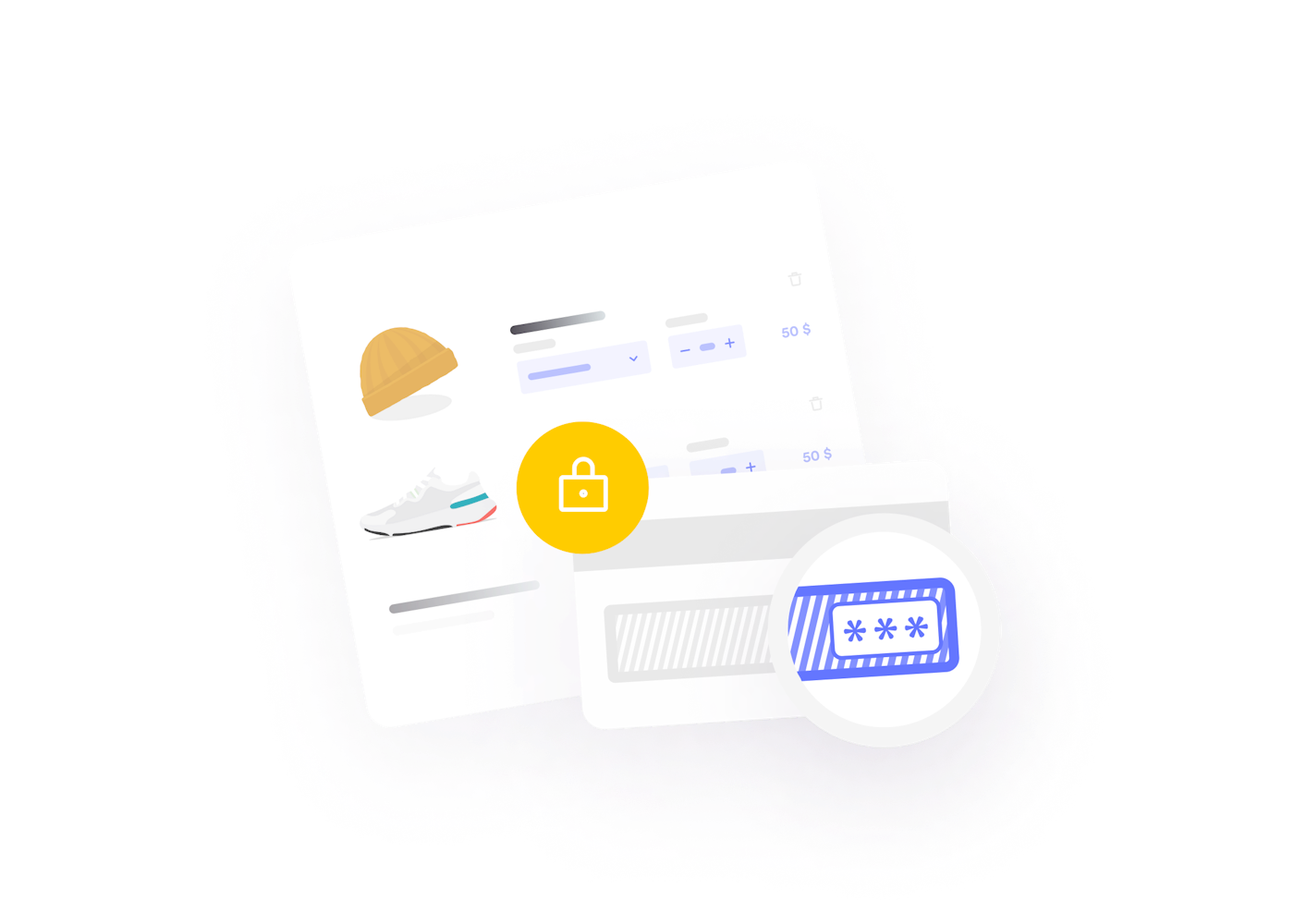 Illustration of the secure and quick checkout process