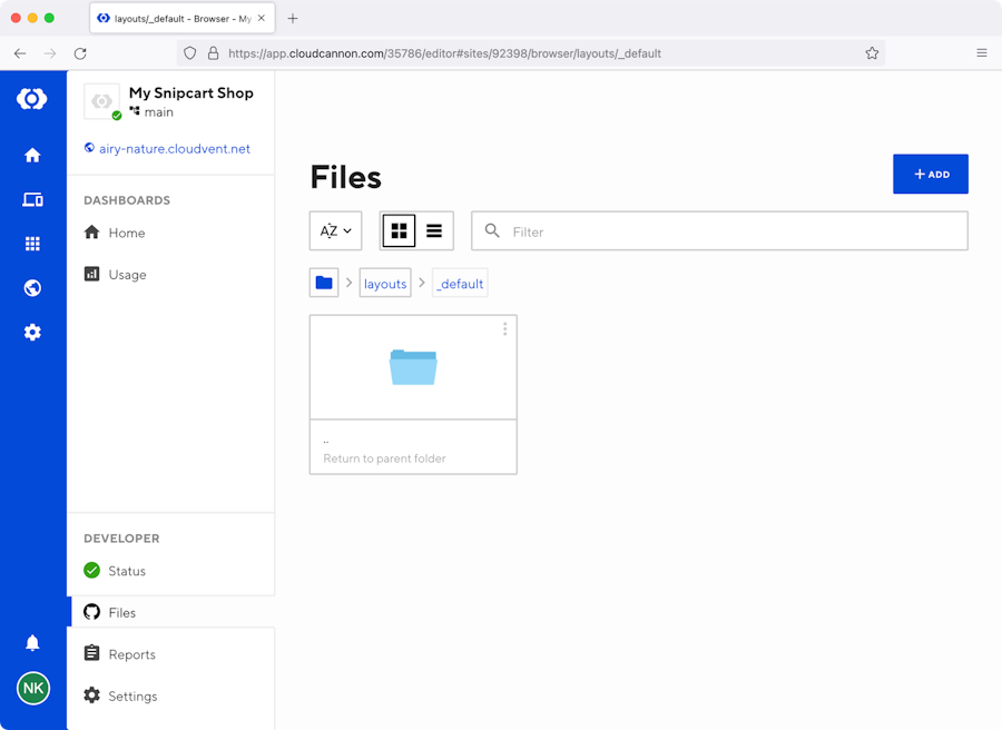 CloudCannon dashboard files