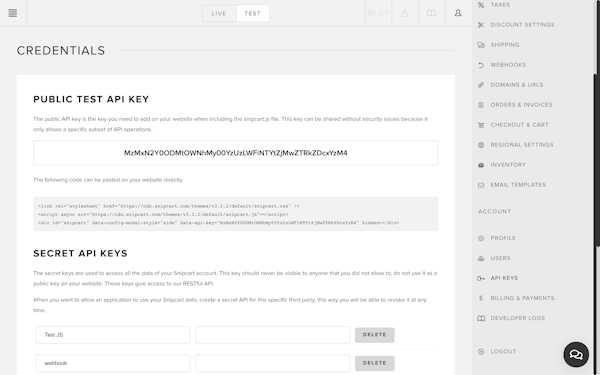 Snipcart public API