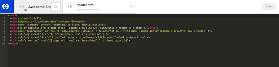 header.html file in the Jekyll project