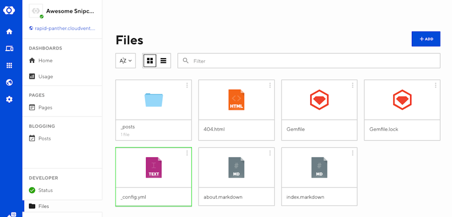 CloudCannon Jekyll project file explorer config.yml