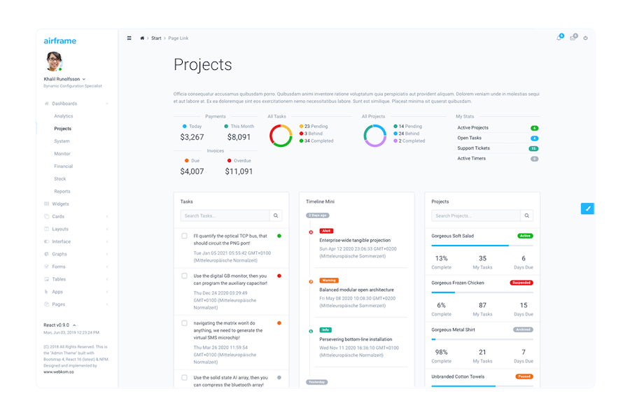 Airframe dashboard screenshot