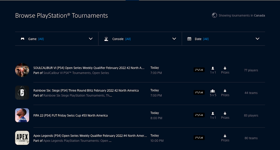 PlayStation customer portal screenshot