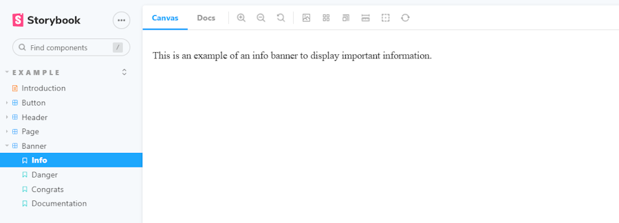Info banner displayed in Storybook without any style