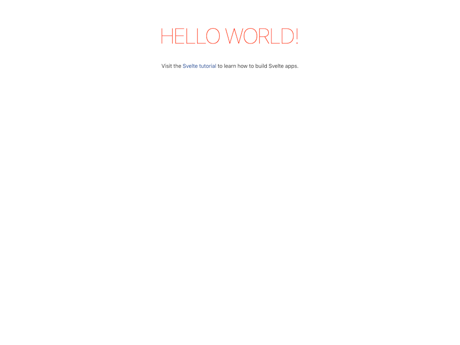 Svelte project initial "Hello World" homepage