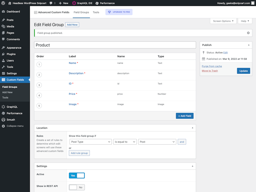 Product custom field in WordPress