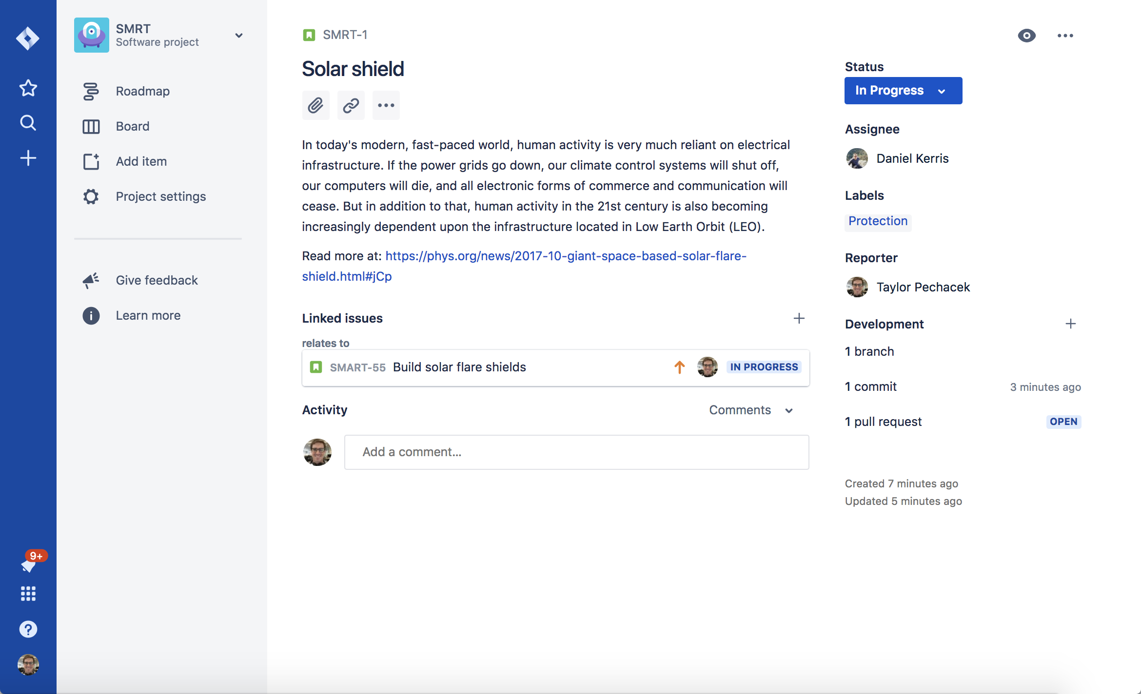 Screenshot des Solar Shield in Jira Software Cloud, auf dem man APIs sieht. 