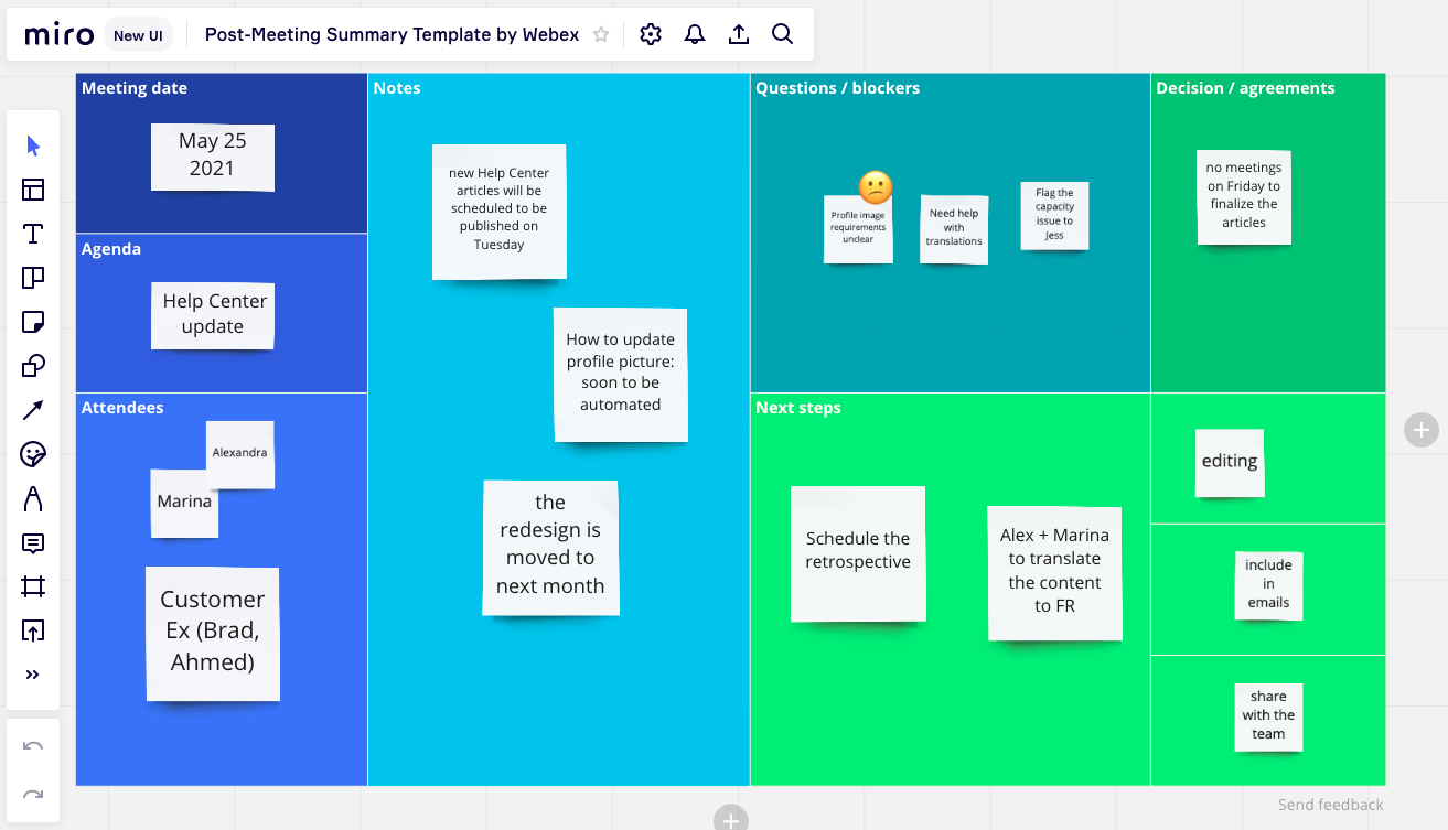 Post-Meeting Summary Template der Firma Webex.