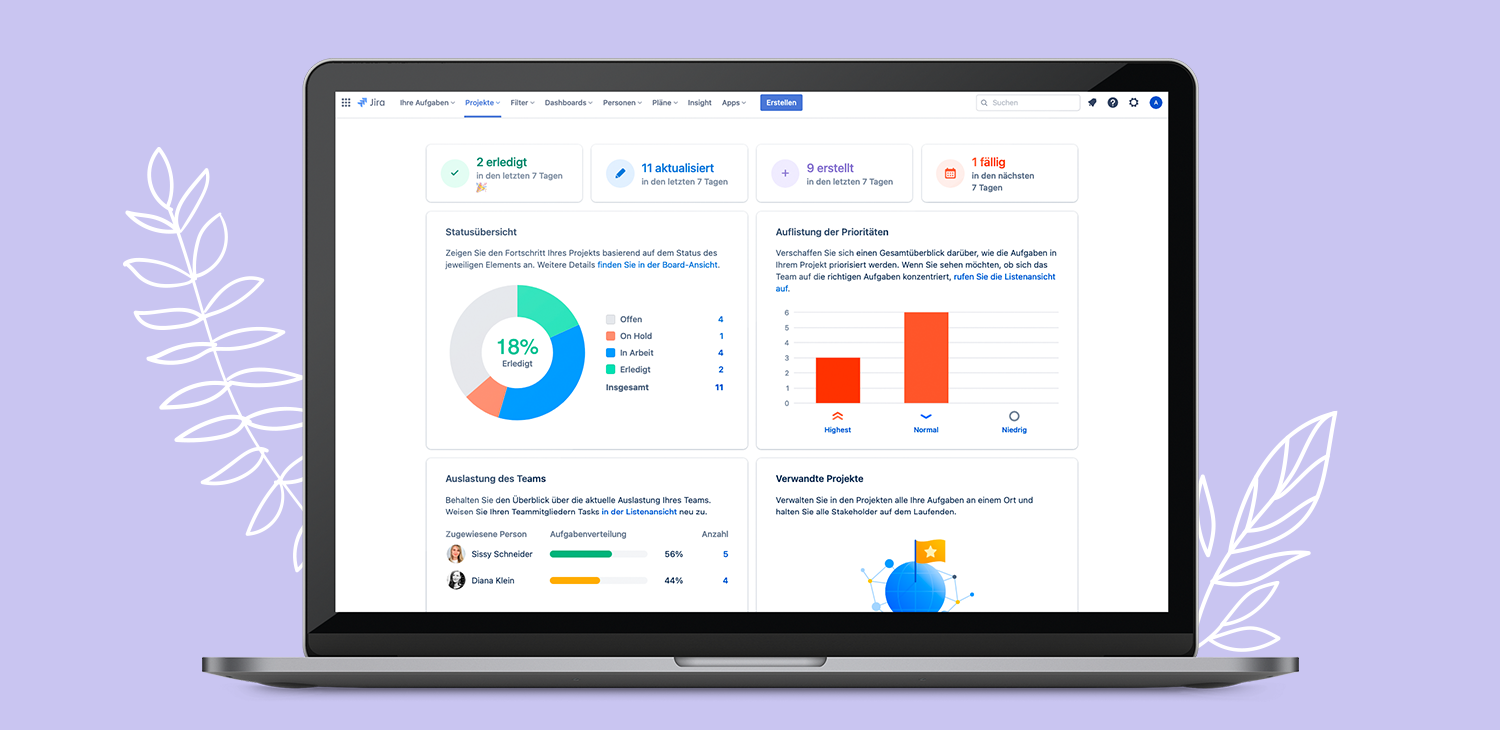 Eingangs-Dashboard in Jira Work Mangement