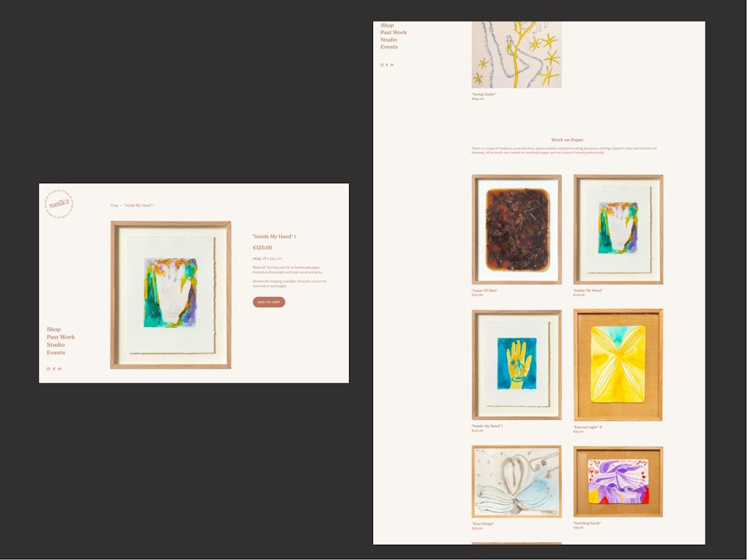 artist ecommerce web page
