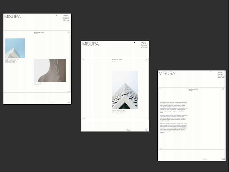 Misura architecture studio work page web design