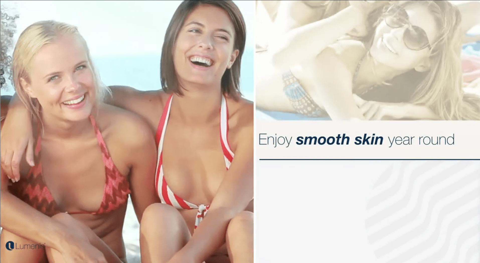 Women in bikinis smiling