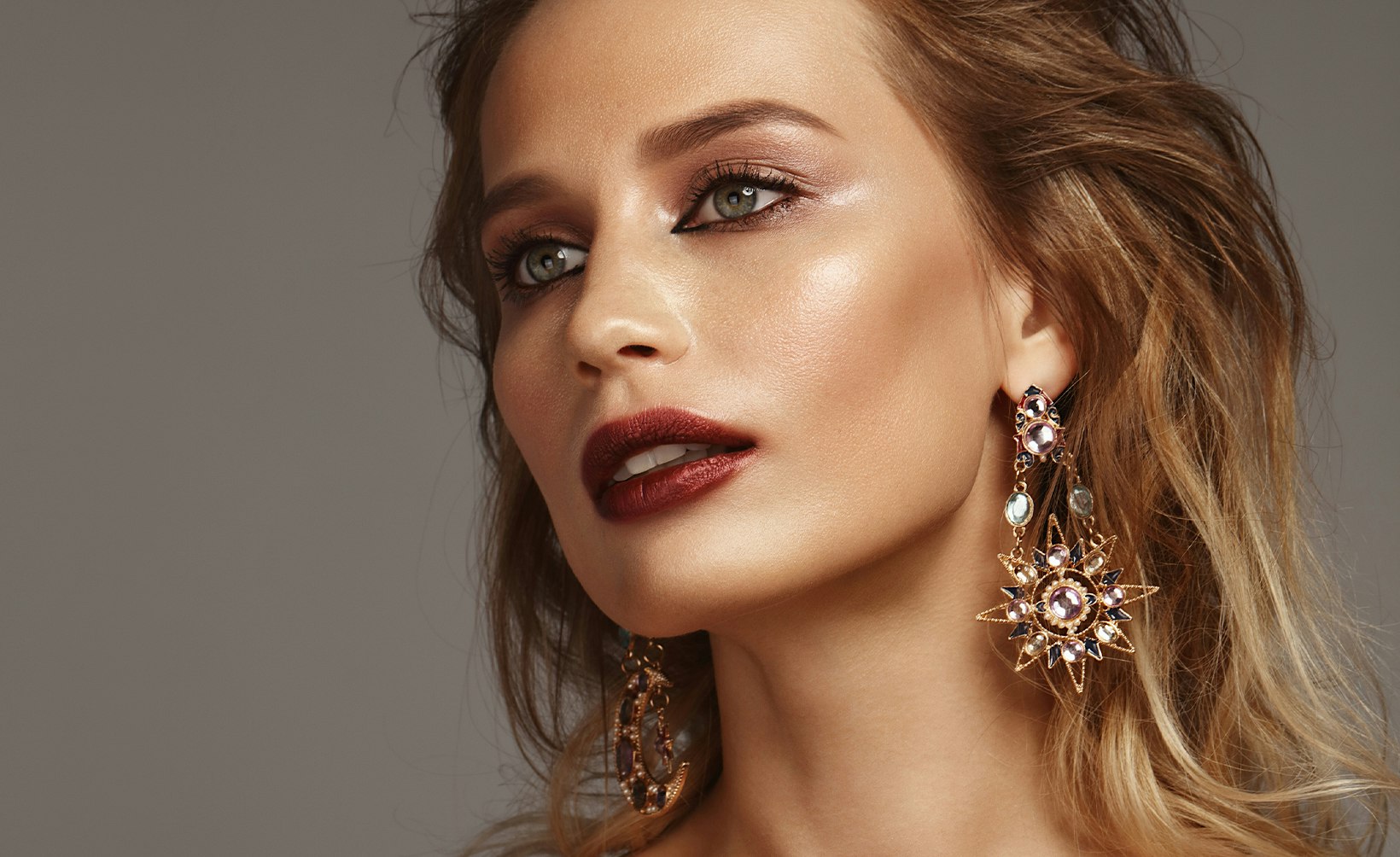 Woman with makeup and earings
