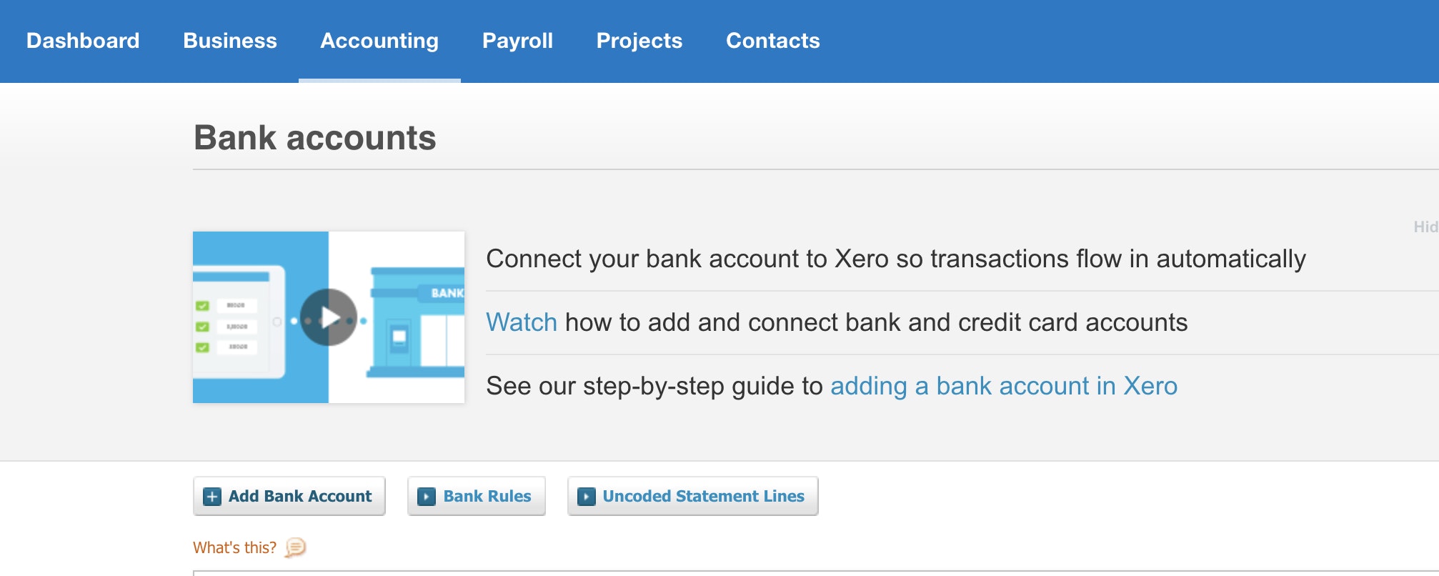 Bank accounts - xero