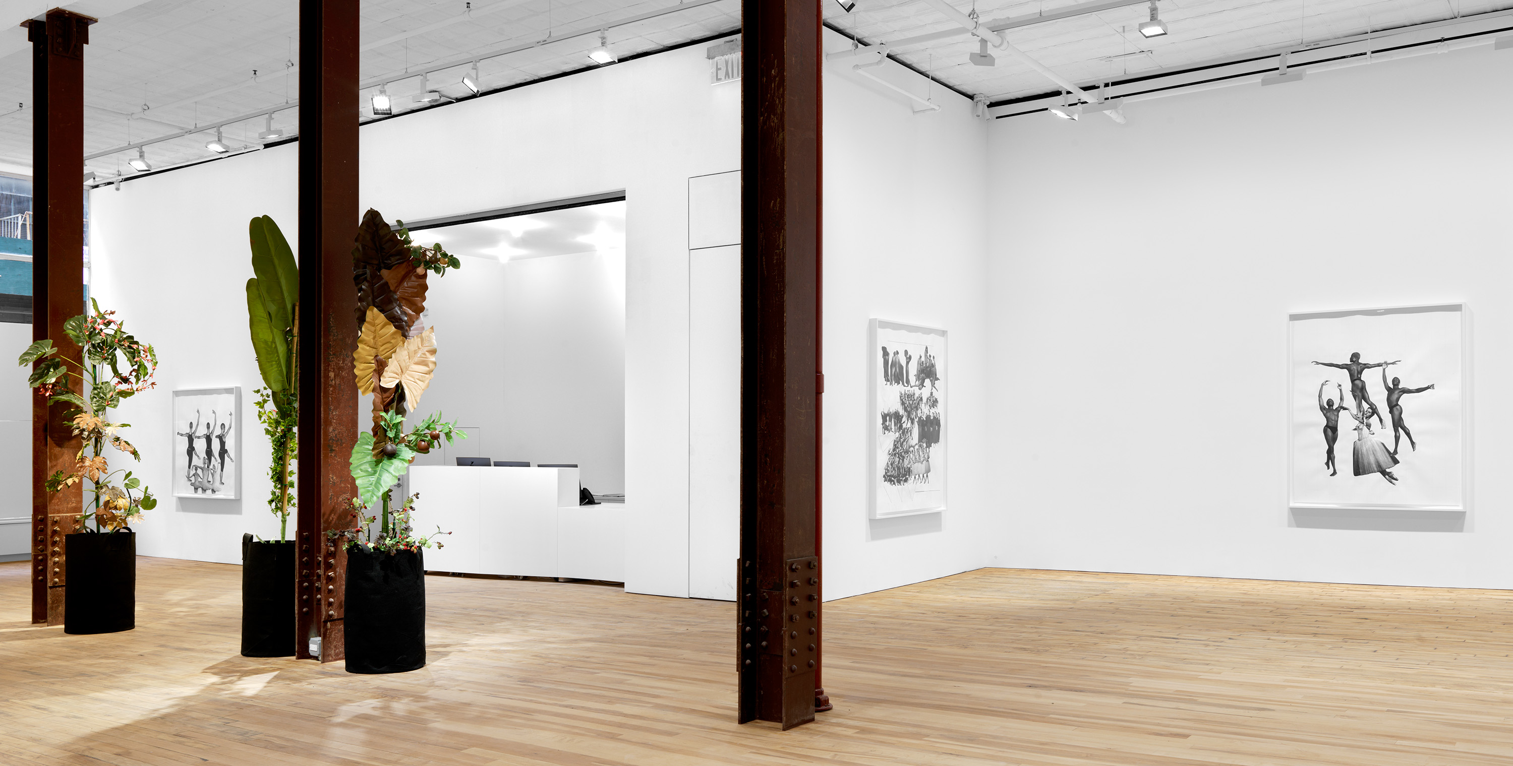 Installation view of the exhibition, Kandis Williams: A Line, at 52 Walker in New York, dated 2021.