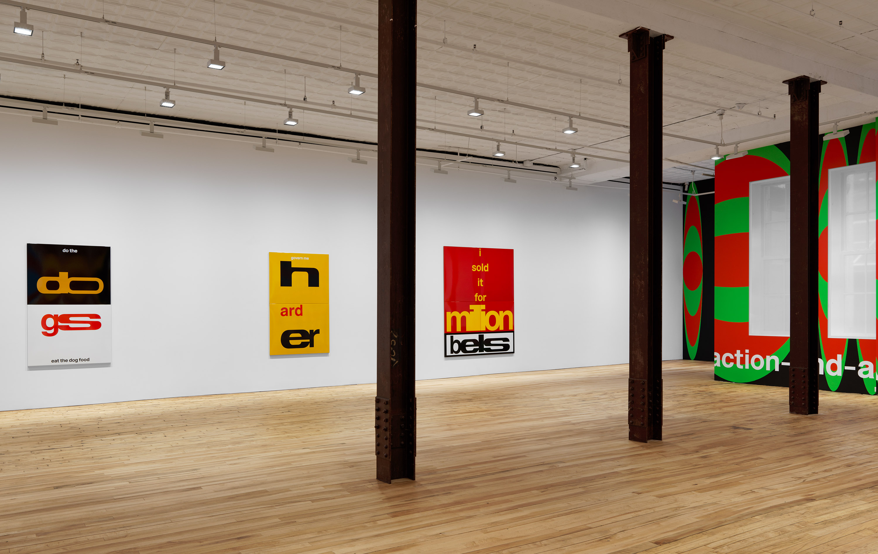 Installation view of the exhibition, Nora Turato: govern me harder, at 52 Walker in New York, dated 2022.