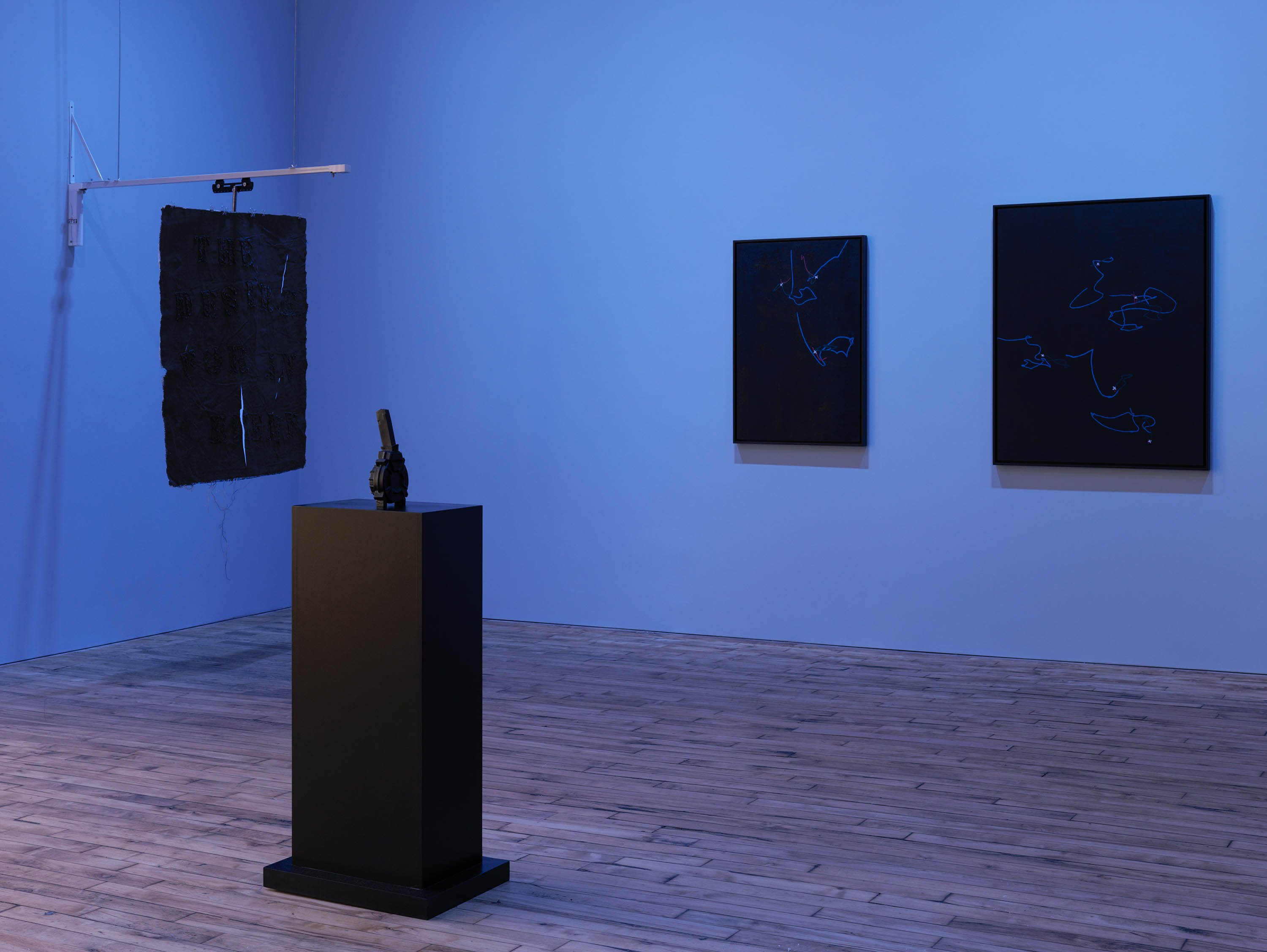 Installation view of Tiona Nekkia McClodden: MASK / CONCEAL / CARRY at 52 Walker, New York, dated 2022.