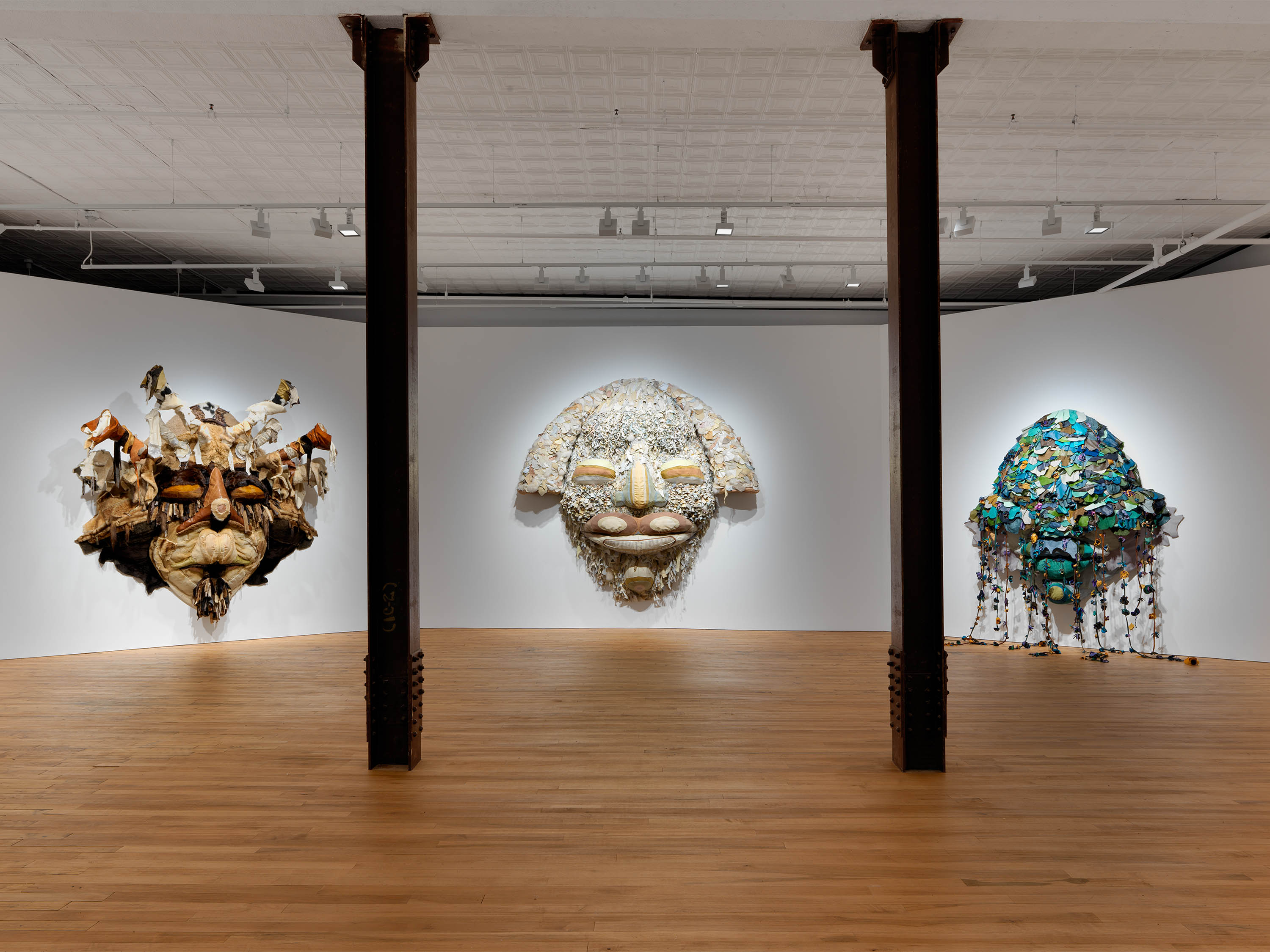 Installation view of Tau Lewis: Vox Populi, Vox Dei at 52 Walker, New York, dated 2022.