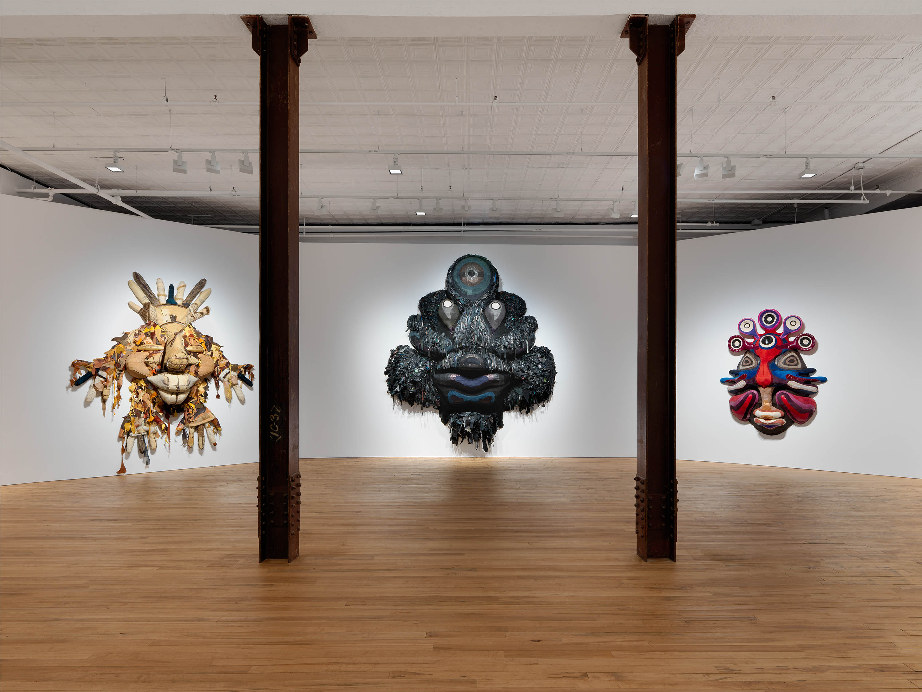 Installation view of Tau Lewis: Vox Populi, Vox Dei at 52 Walker, New York, dated 2022.