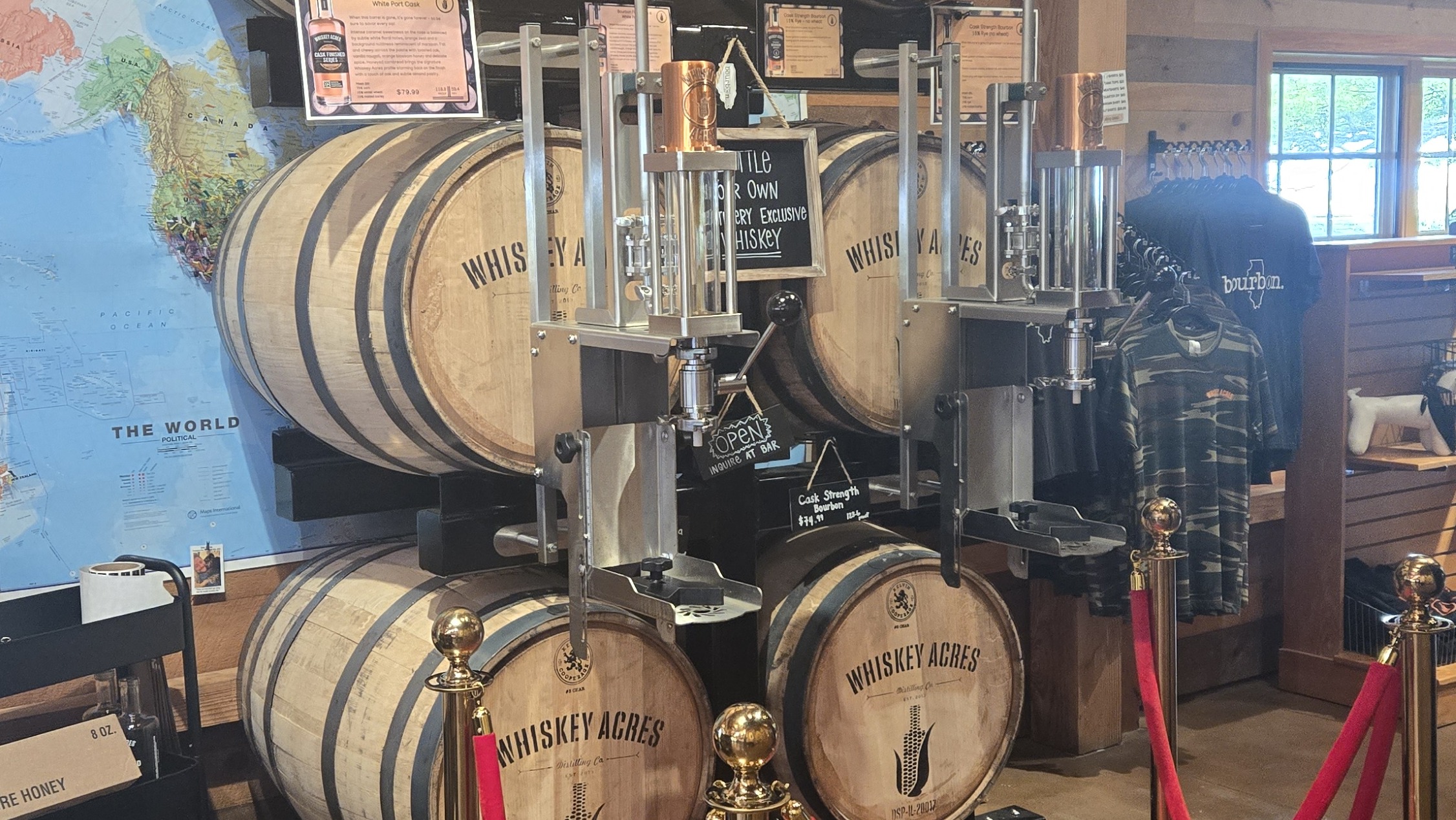 stacked whiskey barrels
