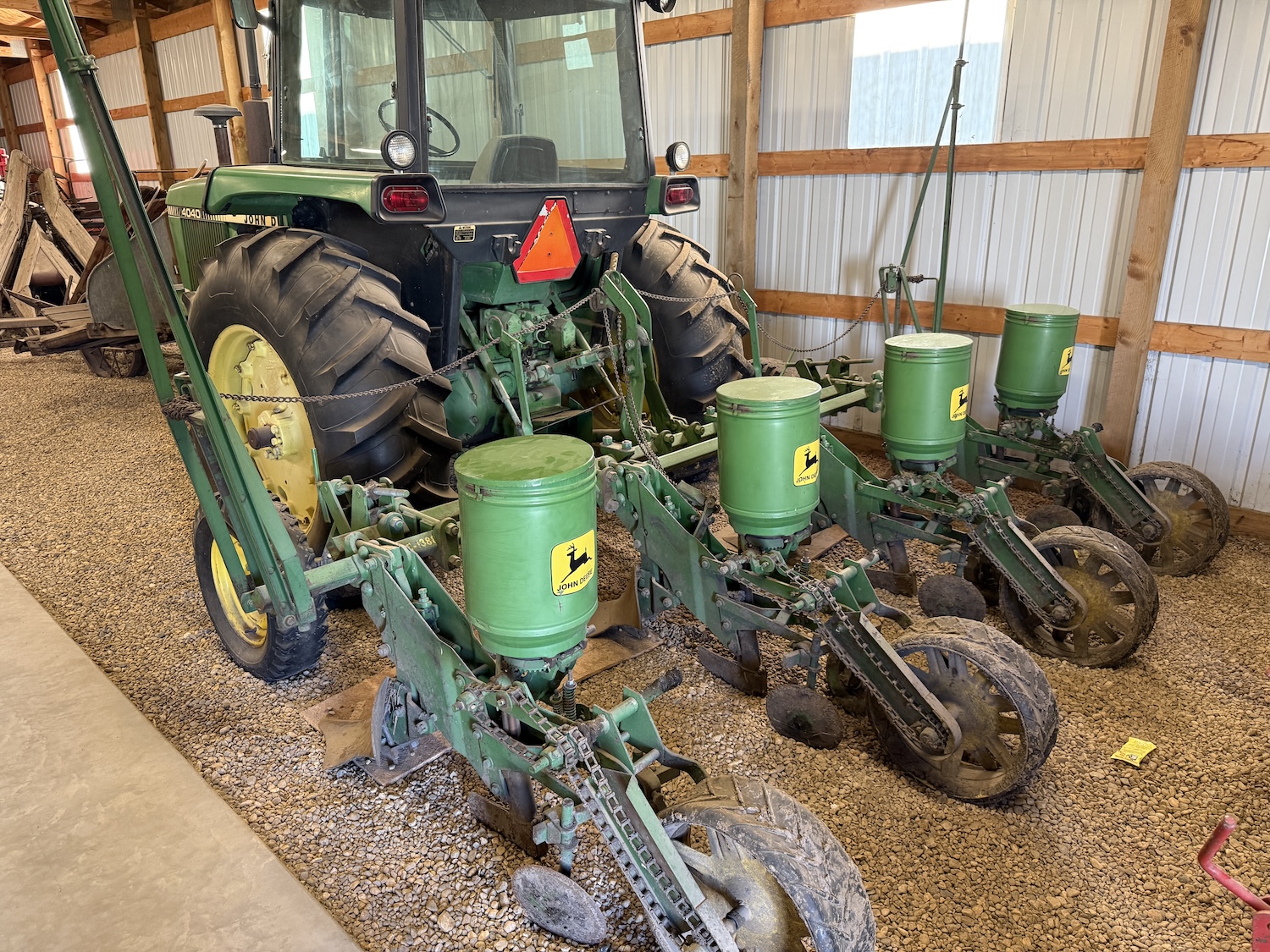 old John Deere seeding tractor