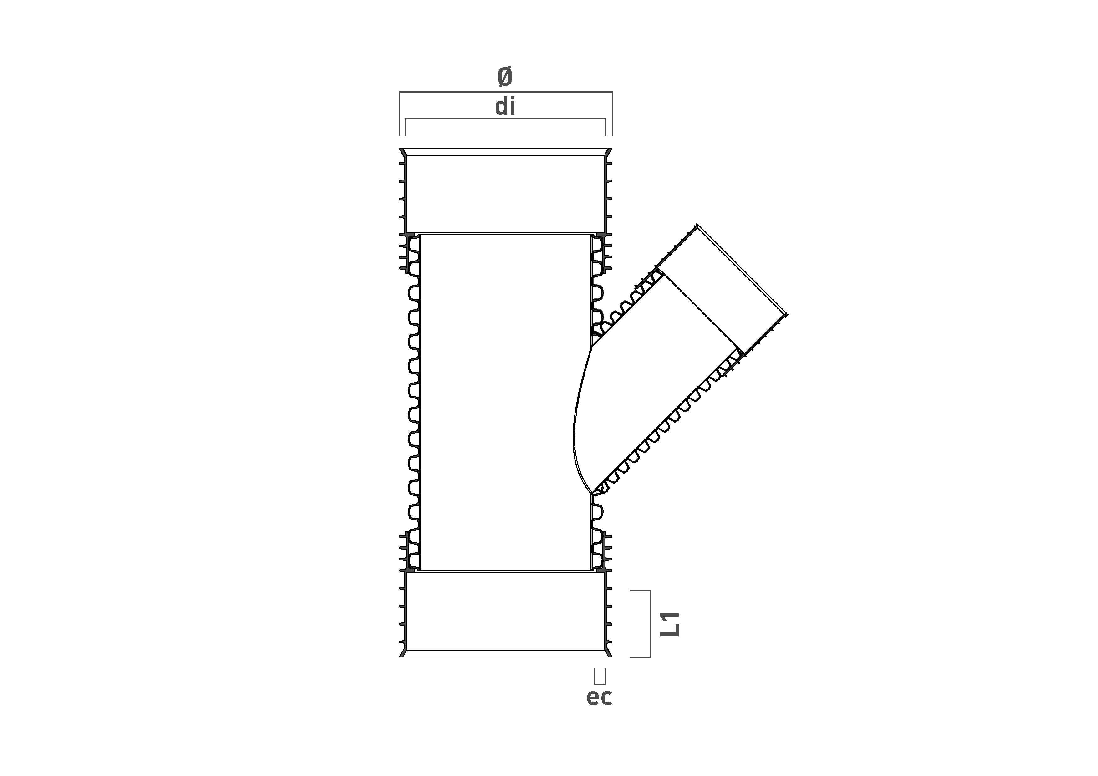 Duralight 45° Reduction Branches SN8 (EN 13476-3) F/F with Ring Seal ...