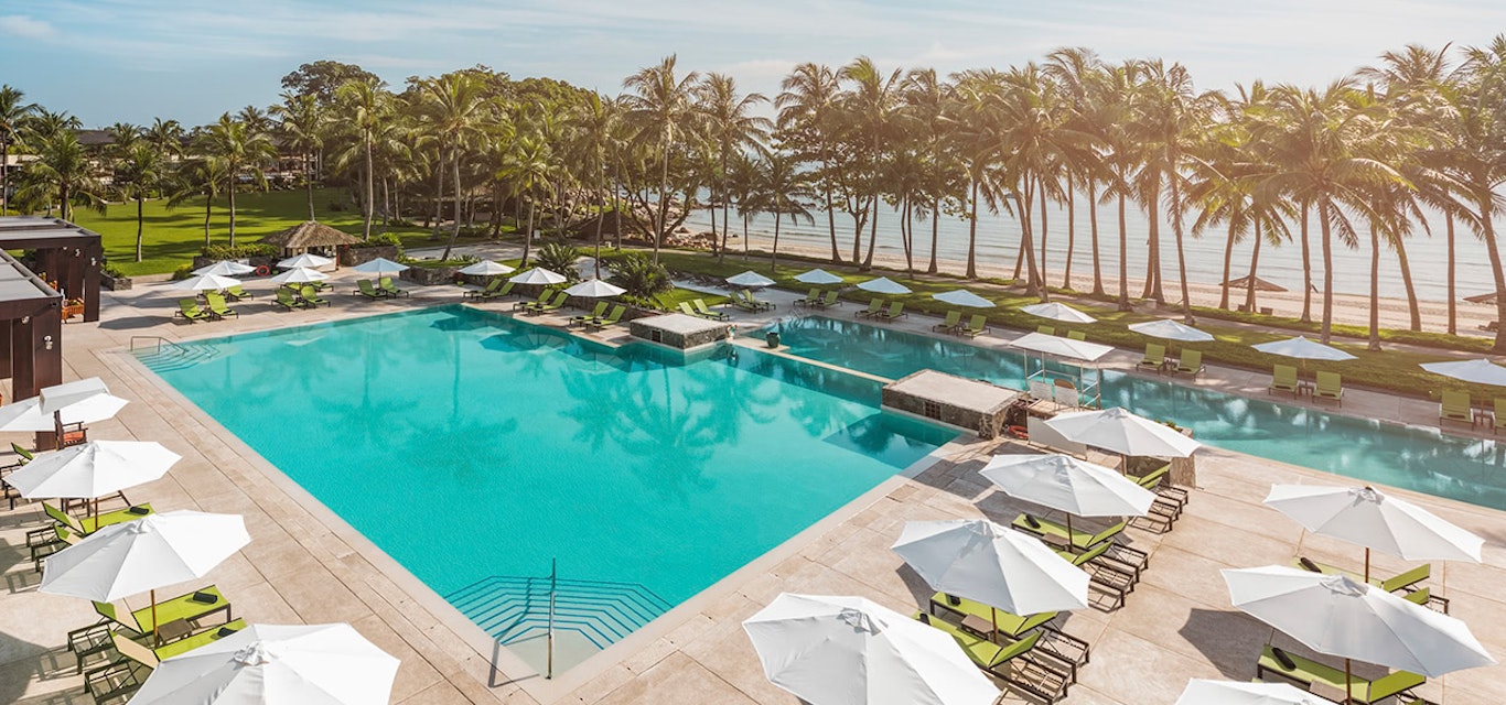 Beautiful outdoor pool at a tropical resort