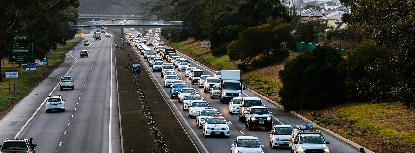 Traffic jam on Hobart highway
