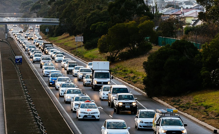 Traffic jam on Hobart highway