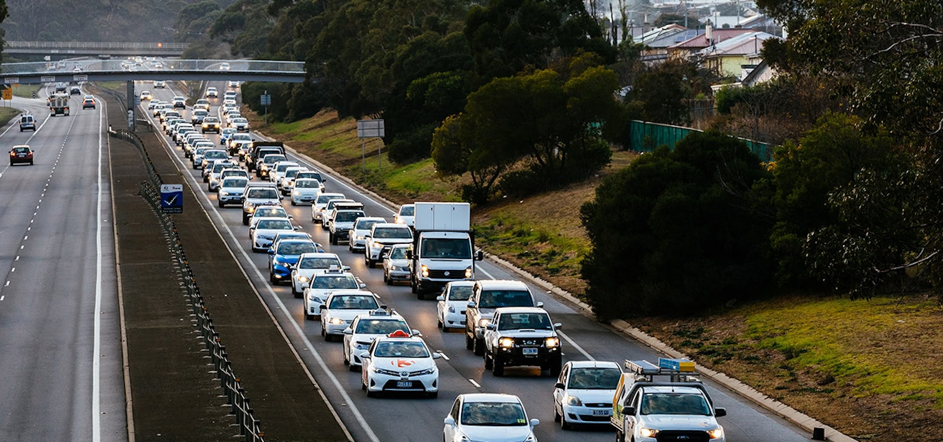 Traffic jam on Hobart highway