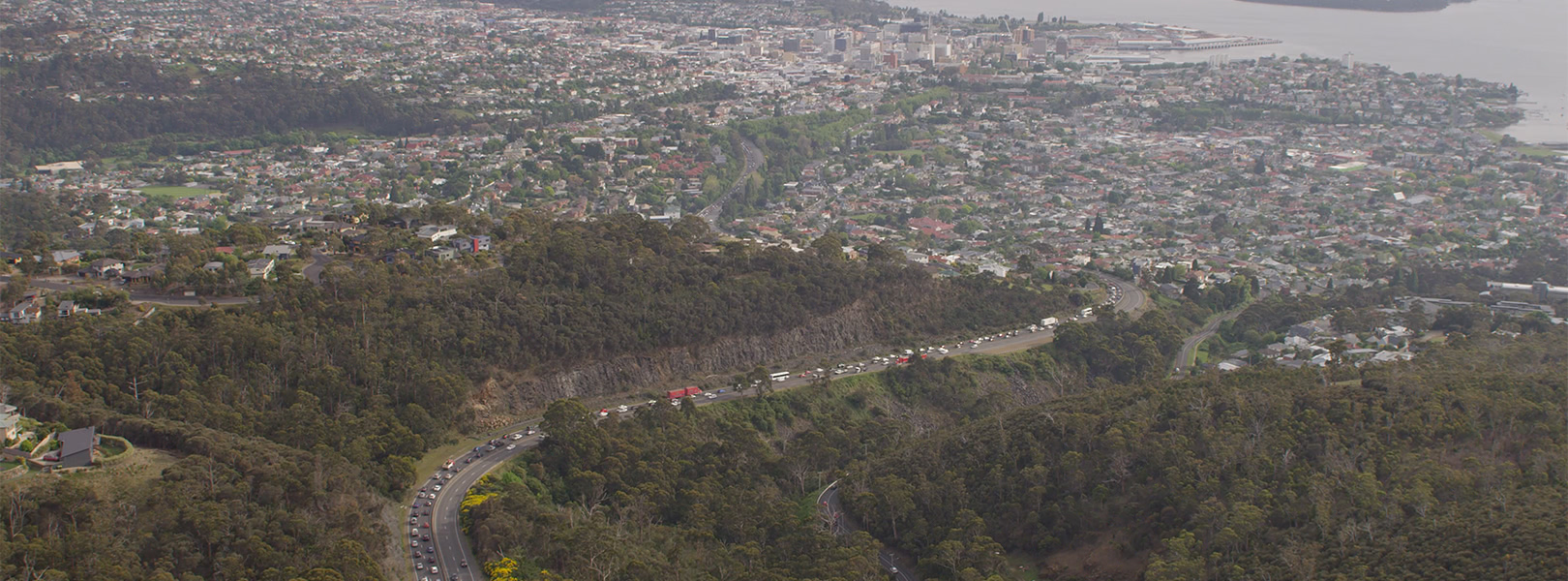 Aerial view of the Southern Outlet in Hobart