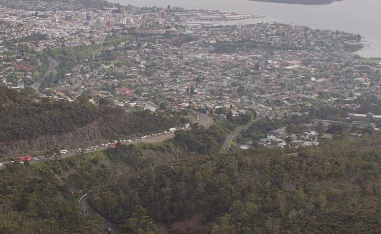 Aerial view of the Southern Outlet in Hobart