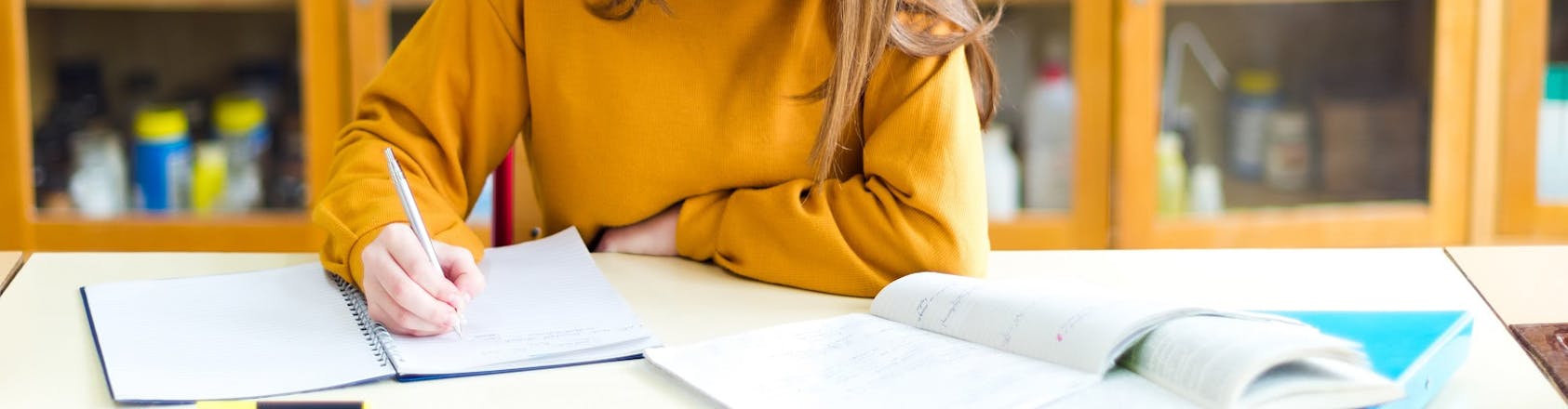 Person studying at desk